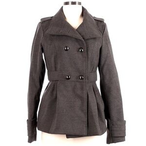 Hydraulic sz XS charcoal gray double breasted faux wool gathered lined Pea Coat
